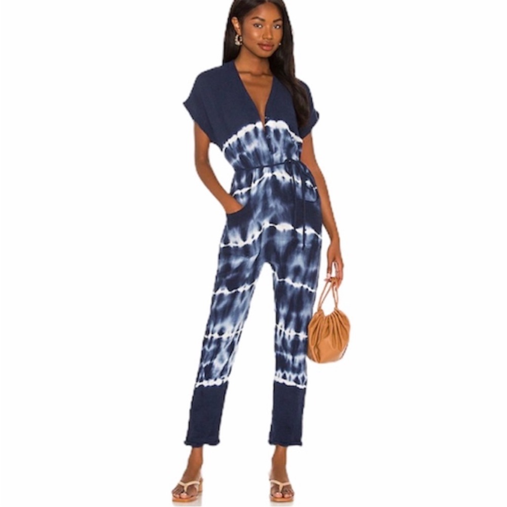 NWT Young Fabulous & Broke Lola Tie Dye Jumpsuit in Blue Sz M